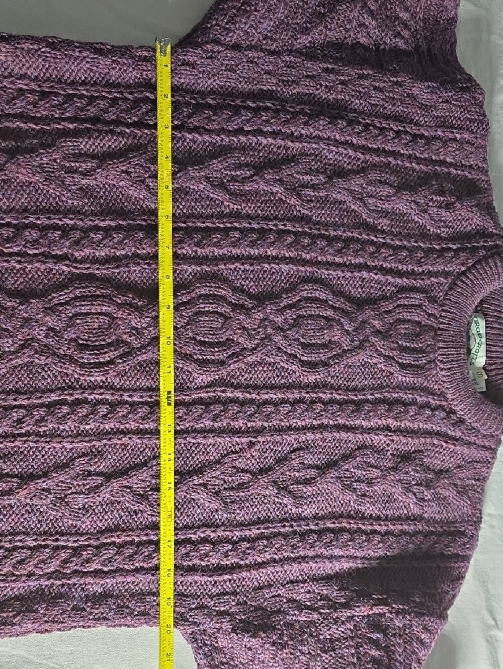 Aran Crafts Men's Cable Crewneck Sweater - Plum - Picture 6 of 8